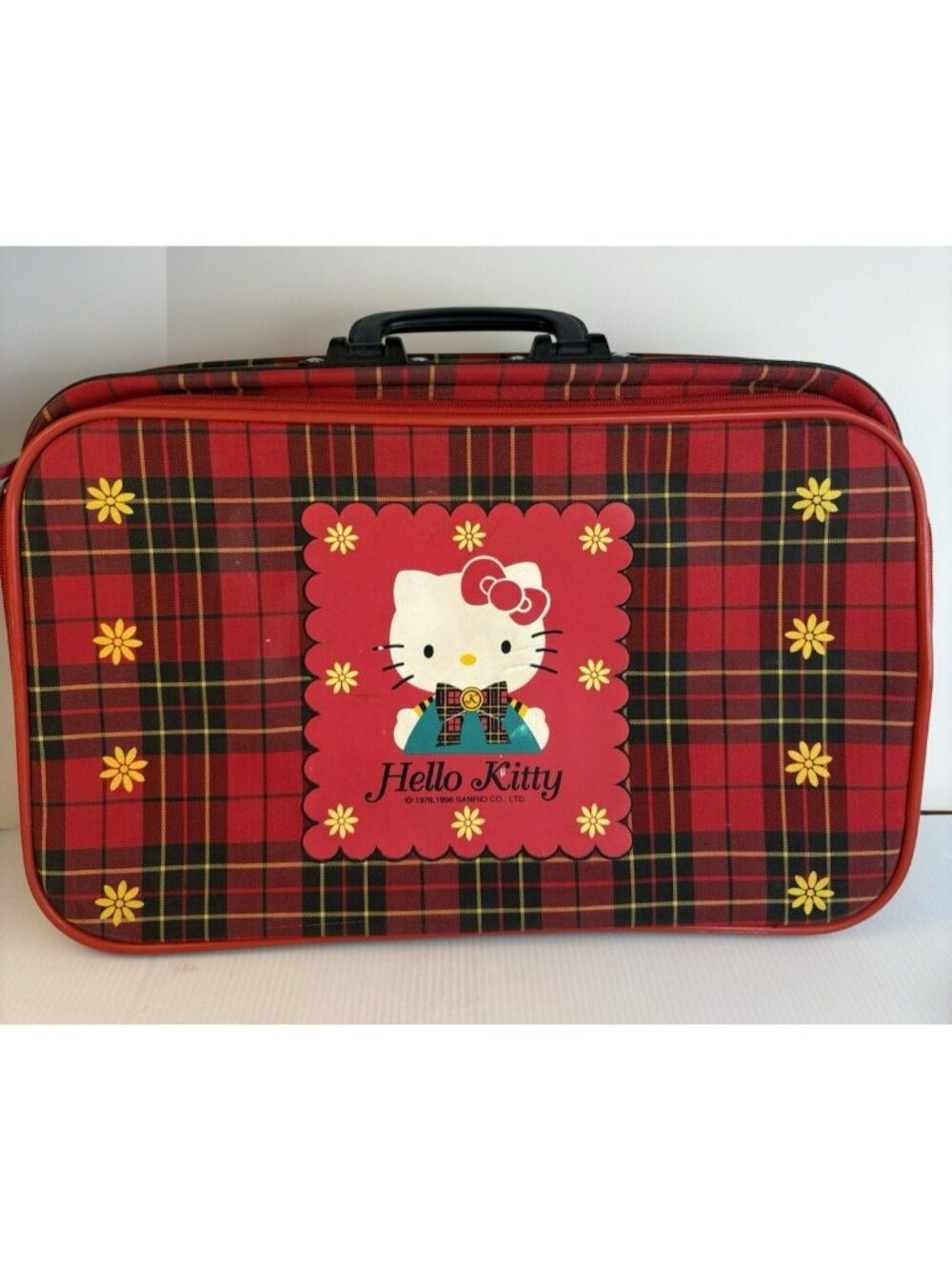 Rare Vtg 1996 Red Plaid Hello Kitty Small Suitcase/Bag/Briefcase Sanrio